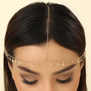 Hair Clips QIAMNI Boho Bridal Rhinestone Head Chain Headbands Wedding Accessories Crystal Forehead Jewelry Hairstyles Headpiece