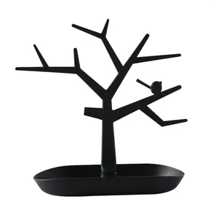 Decorative Plates Women Durable Pendant Hanger Plastic Jewellery Stand Desktop Necklace Earring Shelves Display Organizer Bird Tree