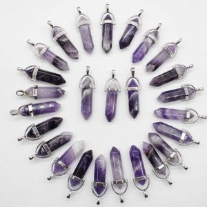 24st Natural Stone Lapis Lazuli Amethysts Crystal Agates Pelar Pendant For DIY Jewelry Making Halsband Tillbehör 210720254K