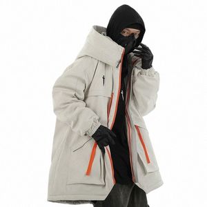 2023 Multi-bolsos Techwear Jaquetas de Inverno para Homens High Street Casual Casaco Acolchoado Quente Solto Blusão M3fv #