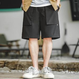 Herren-Shorts für Herren, Sommer, leicht, große Taschen, schwarz, mittlerer Bund, gerade, knielange Hose, elastische Taille, Arbeit
