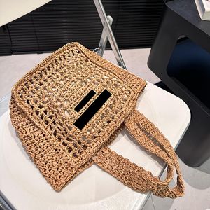 Colorful Summer Crochet Beach Bag Straw Shopping Bags Girls Holiday Large Handbags with Embroidery Letter Hollow Out Totes