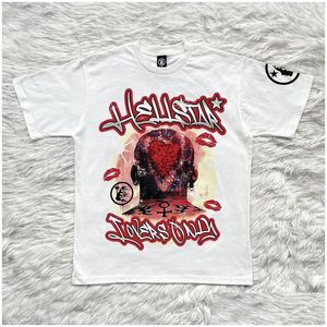 Мужские футболки плюс Поло Hellstar Studios Lovers Tee Портрет Heart Of Fire Мужчины Женщины Хлопковые футболки с короткими рукавами Uni Tops Vintage Summe Otbfi