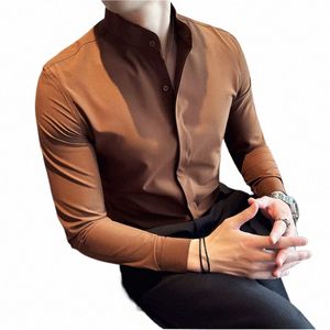 2023 outono novo gola sólida camisas finas dos homens esconder bundas design luxo lg manga festa de casamento busin dr camisas f58i #