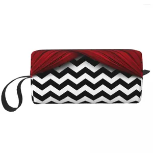 Borse portaoggetti Twin Peaks Borsa per trucco geometrica moderna in bianco e nero per le donne Organizzatore cosmetico da viaggio Carino articoli da toeletta bohémien