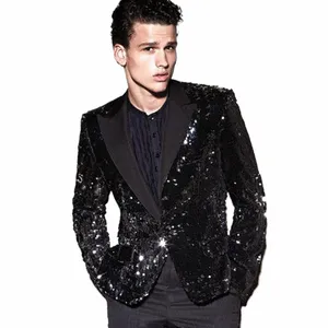 Blazer da uomo casual per uomo Set da uomo di lusso Giacca da uomo con paillettes Single Butt Wedding Casual Slim Fit Nuovi abiti e blazer x16w #