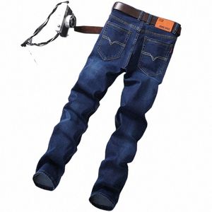 spring Autumn Man Jeans Plus Size High Waist Straight Pocket Wed Simple Busin Elastic Trend All-match Fi Casual Jeans z3o5#