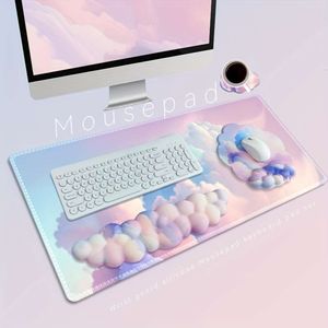 4 шт., набор подставок для клавиатуры Cloud, эргономичная поддержка запястий из пены с эффектом памяти, коврик для мыши, нескользящая основа для домашнего компьютера, ноутбука, игрового женского стола, офиса, здоровья