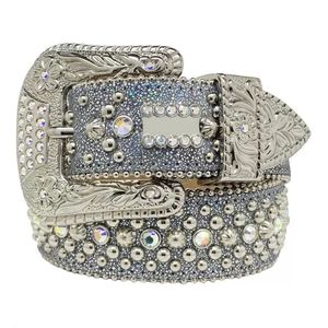 Modebälten för kvinnodesigner Mens BB Simon Rhinestone Belt med bling strass som gåva340o