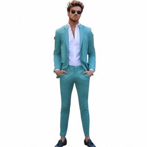 stevditg Skinny Men Suits Mint Color Formal 2 Piece Jacket Pants Wedding Groom Regular Full Set Tailor-Made Slim Fit 2024 Terno y4Ns#