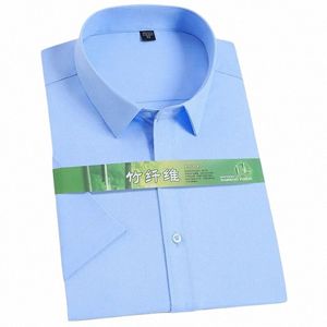 2024 nova camisa de manga curta masculina de fibra de bambu legal confortável no verão formal busin escritório social superior oversize S-7XL 8xl a083 #