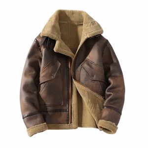 schinte High Quality Men Suede Leather Thick Jacket Winter Warm Outwear Patchwork Faux Lamb Wool Fur Coat Plus Size M-5XL l5iC#