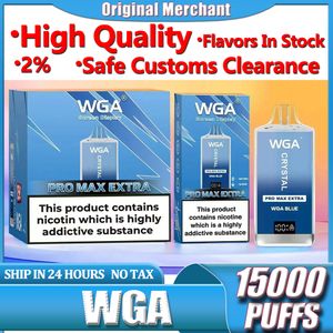 WGA THE Crystal Pro Max 15000 Puffs Disposable Vape Pen 2% Nicotine Vapes E Cigarettes 10K 12K 15K Puff Bar Vapers Vaper with Smart electronic screen