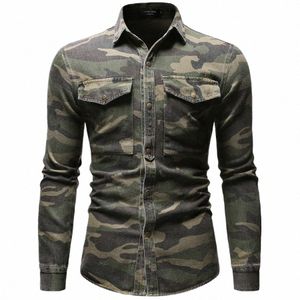 Neue 2024 Männer Denim Hemden Fi Weiche Revers Camoue Hemd Jacke Mann Casual Slim Outdoor Klettern Cowboy Tops Hemd Männlich T7yS #