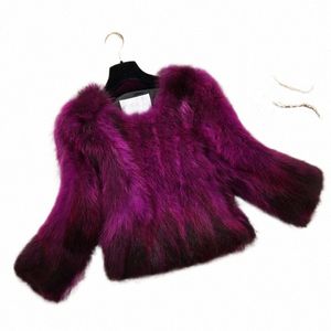 fur coat New natural racco fur coat women's short slim leather coat jacket fall/winter 2022 Fi Winter Warm Women s5W9#