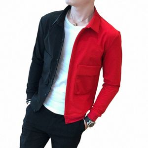 nero rosso bomber giacche per gli uomini 2024 Fi marca Slim Fit monopetto Harajuku patchwork Hip Hop giacca da uomo stile vestiti h4z6 #