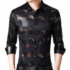 2022 Marke Casual Frühling Luxus Plaid LG Sleeve Slim Fit Männer Hemd Streetwear Social Dr Shirts Herren Fis Jersey 2306 L7TK #