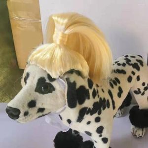 Hundkläder husdjur hårtillbehör justerbar husdjur peruk huvudbonad cosplay dräkt set för hundar katter återanvändbart elastiskt band korsdressing