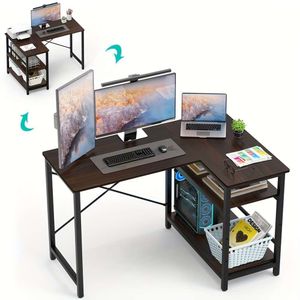 L-shaped Computer Office Gaming Desk, Thickened 2.5 Rust-proof Steel Pipe, High-quality Density Board