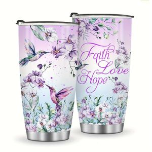 1 st, isolerad kolibri Flower Travel Coffee Tumbler Perfekt gåva Mor, mormor, syster, dotter - Perfekt för födelsedag, alla hjärtans dag eller något OCN