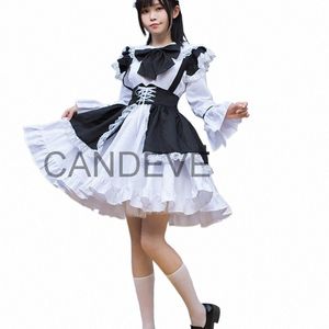 män kvinnor piga sissy outfit anime sexig svart vit apr dr sweet gothic lolita dres cosplay costume lolita dres cafe 06xy#