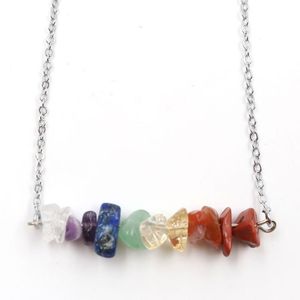 Hänghalsband 12 -stycken Reiki Healing Natural Crystal Necklace Oregelbundna gruschips Sten Amethysts Amazonite Lapis Lazuli Qu264Z