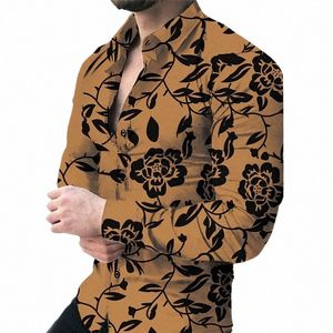 Harajuku Hawaiian قمصان Men Fi Shirt lg sleve Beach Blouse Men's Clothing Vocati Blouses floral camisas streetwear i3fh#