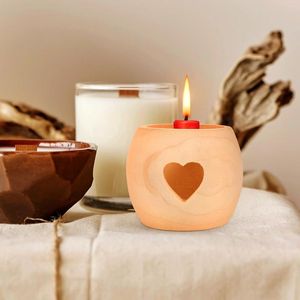 Candle Holders Stand Wooden Heart Shaped Holder Decorative Unique Tealight Pine For Table Bride