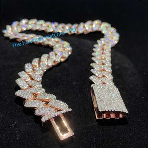 Classico stile Miami Vvs Moissanite Catena cubana pesante Gioielli hip-hop ghiacciati Collana cubana Catena a maglia cubana con diamanti in argento 925