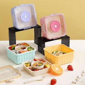 Dinnerware Bento Box Leak-proof Lunch With Grid Design Large Capacity Container For Home Office School