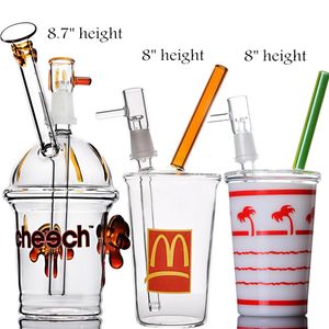 Heady Cup Design Glass Hookahs Recycler Water Pipes Bong Bubbler Smoking Dab Rig Accessory with 14mm Bowl