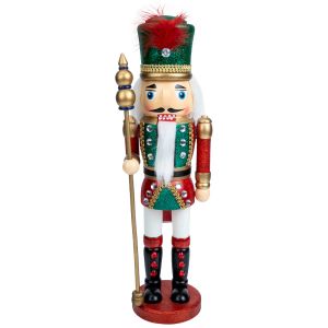 Miniatures 35cm Wooden Nutcracker Puppet Figurine Walnuts Soldier Doll Handcraft Ornament New Year Desktop Christmas Decoration Navidad