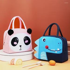 Storage Bags Cute Cartoon Students Kids Insulation Lunch Bag Portable Ice Pack Tote Handbag Food Container Bear Dragon Bento