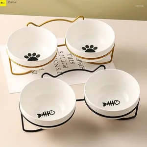 Cat Carriers Poursweet Pet Ceramic 500ML Water Feeder Food Feeding Dish Dispenser With Raised Stand Kitten Puppy Metal Elevated Bowl