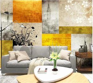 Wallpapers wellyu papéis de parede decoração de casa personalizado papel de parede cidade impressão abstrata retro estilo americano behang papel pared tapeta