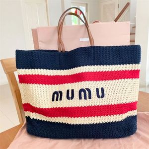 Miumiubag летняя пляжная сумка из соломенной ткани Raffias, дизайнерская модная сумка для отпуска, путешествий, роскошная сумка через плечо, мужская клатч через плечо, сумка для мамы выходного дня, сумки для покупок