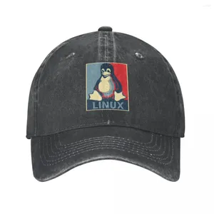 Ball Caps Linux Tux Pinguin Obama Baseball Cap Vintage Distressed Washed Geek Computer Sonne Männer Frauen Outdoor-Aktivitäten Hüte