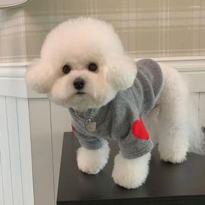 Hundkläder husdjur pullover fashionabla kärleksmönster skjorta bekväm varm katt tvåben