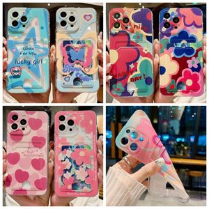 Drucken Sie Kartentaschen-Taschenhüllen für Xiaomi 13 Lite 13T Redmi 13C 12C A3 Note 13 Pro Plus Huawei Honor 90 Lite 8X X8A X9A Nova 11 Flower Butterfly Soft TPU Slot Bumper Cover