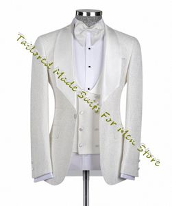 Erkekler Blazer Setler Fildişi Jakard Düğün Dresleri için Damat Ceketler İçin 3 Parça Takım Erkekler Slim Fit Lüks Tasarım Partisi Balo Dr G0PY#