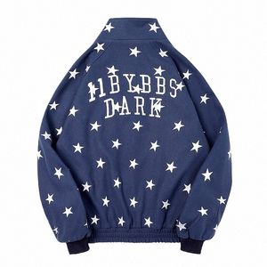Hip Hop Streetwear Jacket Patchwork Ribb Kurtka zamek płaszcza Mężczyźni jesienne harajuku fi ponadwymiarowa luźna warstwa f5nl#