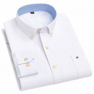 2023 New Men 's Social Shirt LG Sleeve Pure Cott Oxford 얇은 부드러운 부드러운 부패한 격자 무늬 공식 남성 의류 대형 셔츠 6xl n2xp#