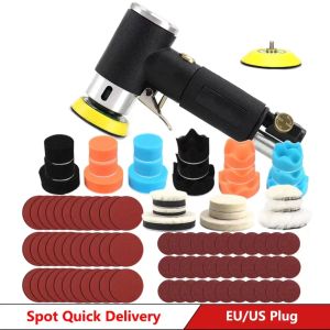 Hulpmiddelen SI FANG Mini Air Sander Pneumatic 2"/3" Grinding Machine Set for Car Polishing Buffer Dual Action Orbital Polisher Sponge