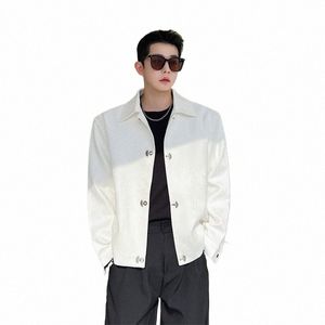 Noymei Turn-Down Collar Solid Color Short Coat Fi Chinese Style 2024 Spring New Loose Texture Men's Jacket Trendy WA3642 265S#