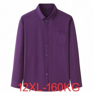 12xl 160KG Autumn Winter men dr shirt lg sleeve large size 150KG oversize formal office Busin wedding shirts 10XL 11XL 16jH#