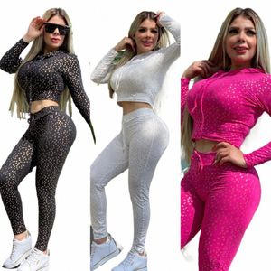 Womens Two 2 Piece Set Sweatsuits Winter Tracksuit For Women Outfits LG Sleeve Top Pants Suits Black Matching Set A5BQ#