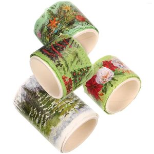 Confezione regalo 4 rotoli di nastro adesivo Washi natalizio per mascheratura decorativa