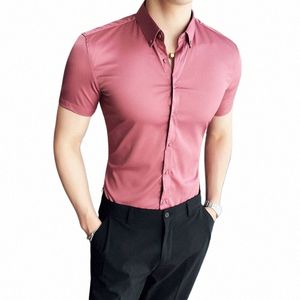 Camisas de hombre koreańskie luksusowe ubranie Summer Men Shird Shirt Duża rozmiar Slim Fit Męska koszula towarzyska Elegancka bluzka Homme 3726#