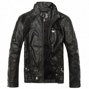 Davydaisy Autumn Winter Mężczyzna płaszcz Bombowca Kurtki motocyklowe Pu skóra Fi gruba solidna, swobodna marka odzieży wierzchnia JK024 N1UN#