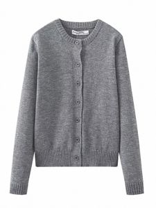 XNWMNZ Kobiet Jesienna i zimowa Gray Podstawowy płaszcz dla kobiet LG Crewneck Sweter Cardigan O6zi#